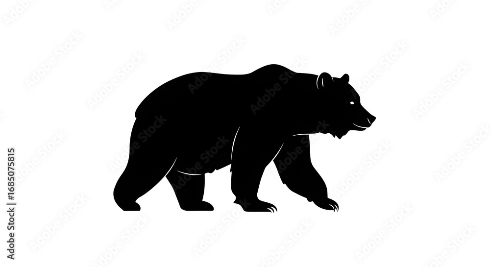 Fototapeta premium Black Bear Silhouette Walking | Simple Vector Illustration for Wildlife Conservation, Logo Design and Educational Resources
