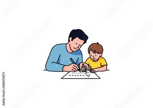 icon of dad teaching child to write