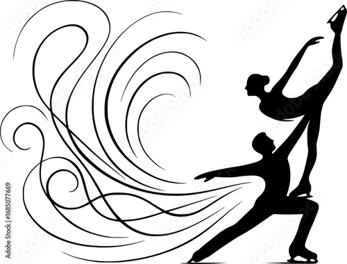 Elegant figure skating vector silhouettes. Perfect for sports illustrations, winter graphics, and artistic designs