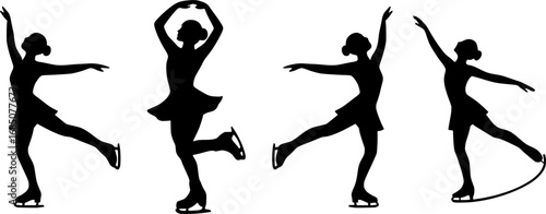 Elegant figure skating vector silhouettes. Perfect for sports illustrations, winter graphics, and artistic designs