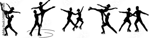 Elegant figure skating vector silhouettes. Perfect for sports illustrations, winter graphics, and artistic designs