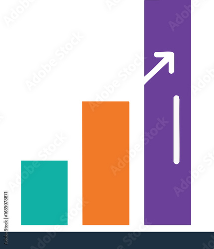 Upward trending bar graph illustrating growth, progress, and success. Ideal for presentations, reports, and websites needing to visualize positive business trends or data increases