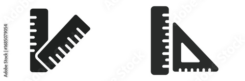 Rulers and triangle set displayed on a white background for educational illustration purposes