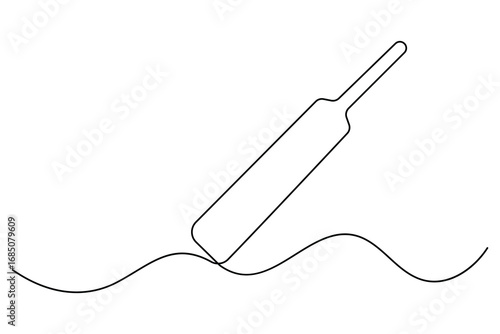 Continuous one line drawing of cricket bat ball and wicket stumps professional sports outline vector illustration
