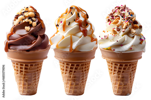 Cream Sprinkles Crushed Nuts Commercial Product Showcase Isolated Transparent Background Collection Three Ice Branding Social Media Poster Banner Marketing Ecommerce Web Print Copy Space SEO Optimized