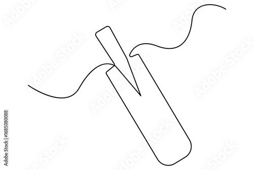 Continuous one line drawing of cricket bat ball and wicket stumps professional sports outline vector illustration
