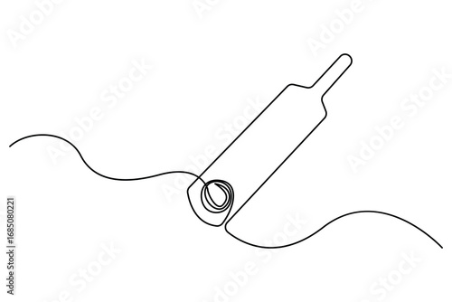 Continuous one line drawing of cricket bat ball and wicket stumps professional sports outline vector illustration
