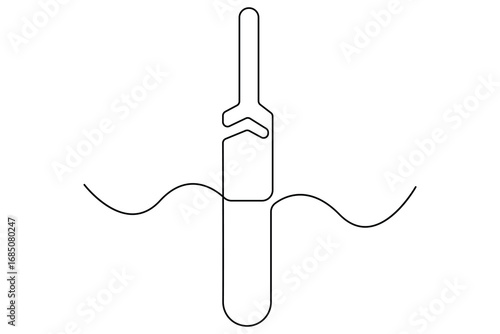 Continuous one line drawing of cricket bat ball and wicket stumps professional sports outline vector illustration

