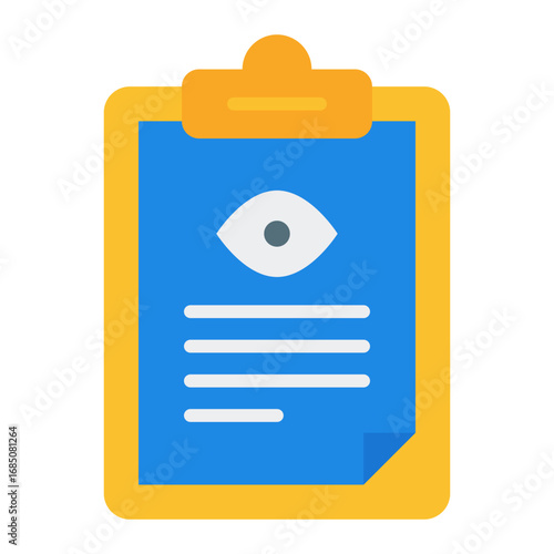 Report icon. Medical record symbol. Eye care and ophthalmology documentation collection. Flat Icon