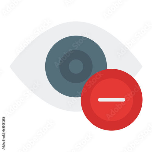 Myopia icon. Nearsighted symbol. Eye condition and ophthalmology collection. Flat Icon