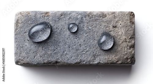 Gray brick with water droplets