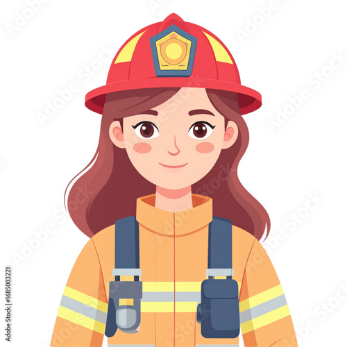 Female Firefighter in Uniform Vector Illustration