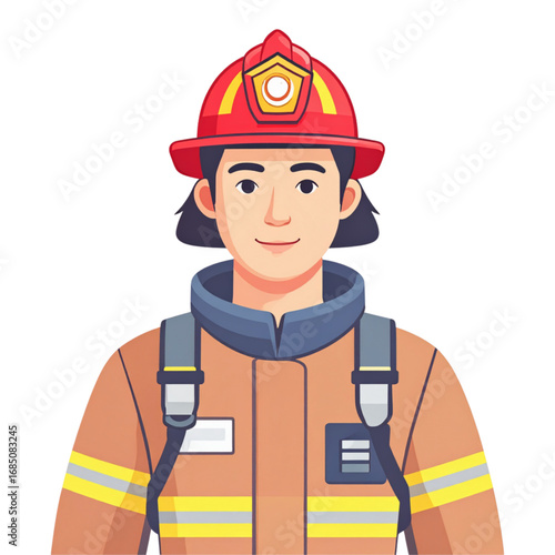 Male Firefighter in Uniform Vector Illustration