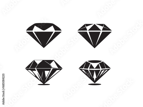 Diamond Icons Collection Designed in Elegant Silhouette Vector Artwork