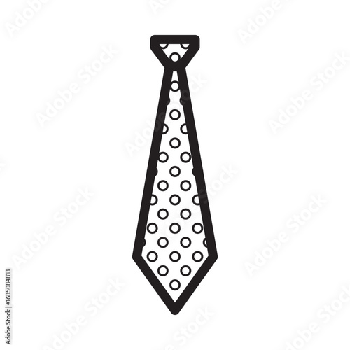 Simple black line icon of a classic necktie representing formal wear, business attire, and professional style. Isolated vector illustration on a white background