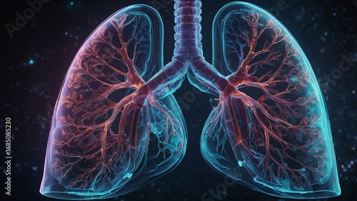 Human Lungs Anatomy Illustration for Medical and Science Use