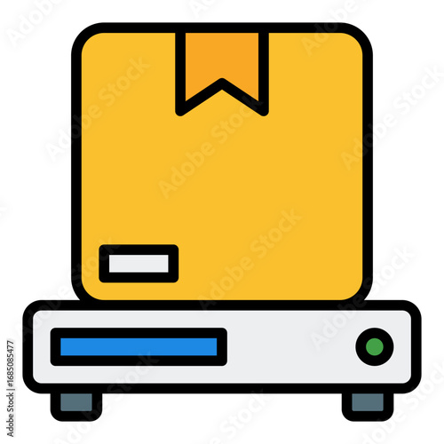 Weight icon. Package measurement symbol. Postal service and shipping calculation collection. Filled Line Icon
