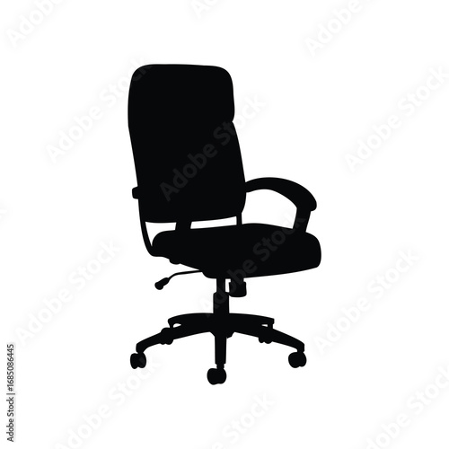 Silhouette of an executive office chair with armrests and adjustable height, office chair silhouette vector illustration
