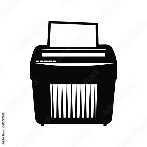 Paper shredder machine silhouette for document security and destruction purposes, paper shredder silhouette vector illustration