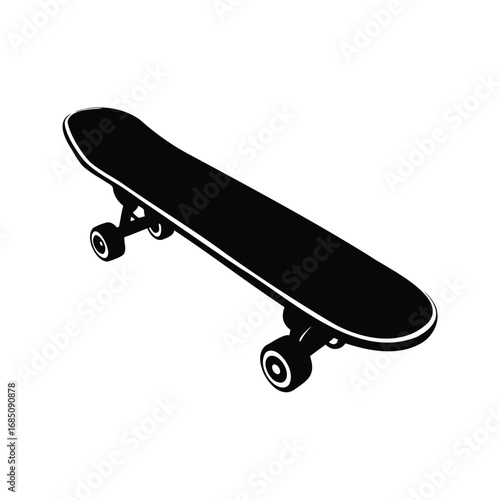 Monochrome Skateboard Illustration Showcasing the Iconic Board Design and its wheels, skateboard silhouette vector illustration