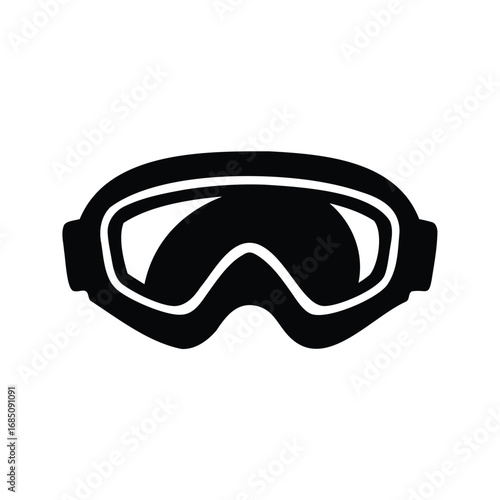 Silhouette of snow goggles for skiing and snowboarding providing eye protection, ski goggles silhouette vector illustration