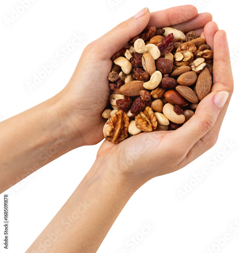 hands holding a pile of mixed nuts