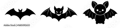 Halloween bat vector set illustration. Black editable bat silhouette for Happy Halloween concepts