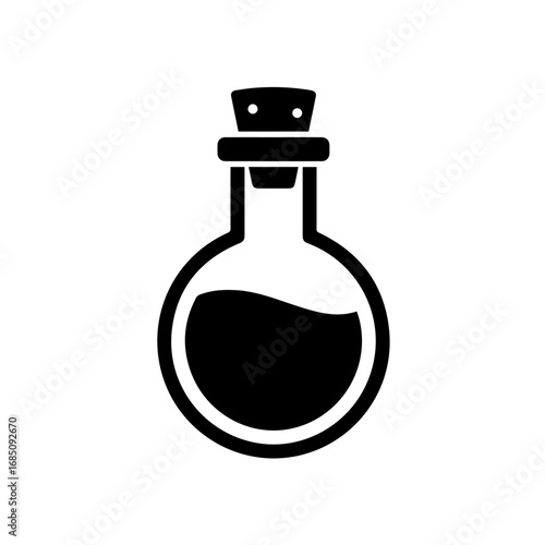 Halloween potion bottle vector illustration. Black editable potion vial silhouette for Happy Halloween concepts