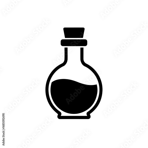 Halloween potion bottle vector illustration. Black editable potion vial silhouette for Happy Halloween concepts