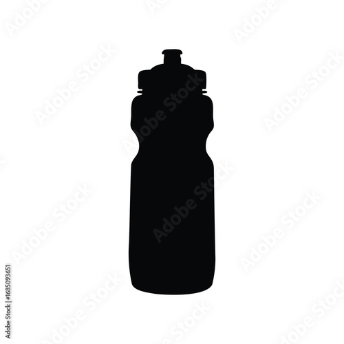 Black Silhouette of a Bicycle Water Bottle on a White Background, water bottle silhouette vector illustration