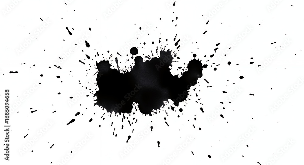 Fototapeta premium Black ink blot spatter