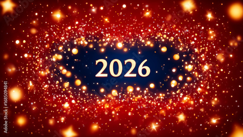 Red background with a star and the number 2026