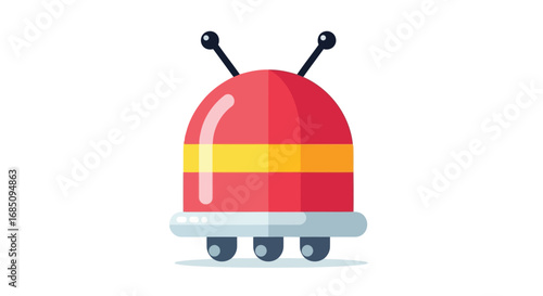 Vector illustration of cute cartoon robot with antennae and wheels, a friendly futuristic character for technology or science fiction themes