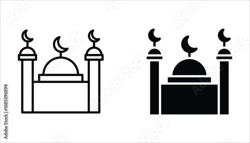 mosque icon set. editable icons, can be used in logo, UI and web design, Flat illustration of vector icon on white background.