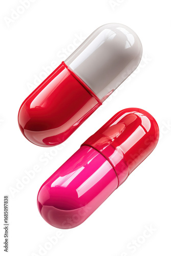red pills isolated on white background