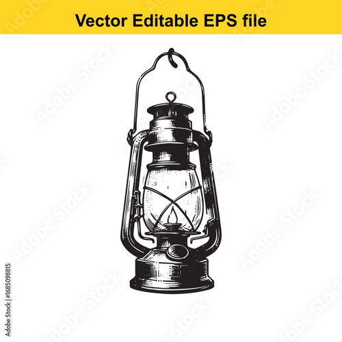 Vintage kerosene lantern isolated on white background