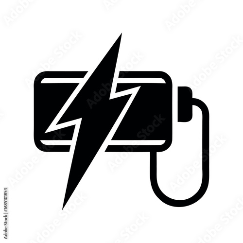 Battery charging with lightning bolt icon for renewable energy concept fully isolated