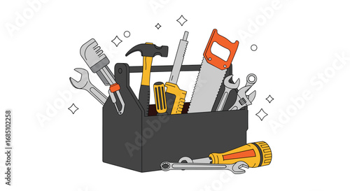 A collection of essential tools for home improvement and diy projects demonstrating various craftsmanship tasks