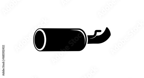 Car exhaust pipe or muffler vector icon. Automobile part and vehicle service symbol. Silhouette illustration.