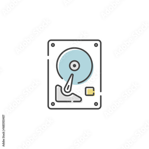 内蔵HDD (ハードディスク) のベクターアイコン (線画)
