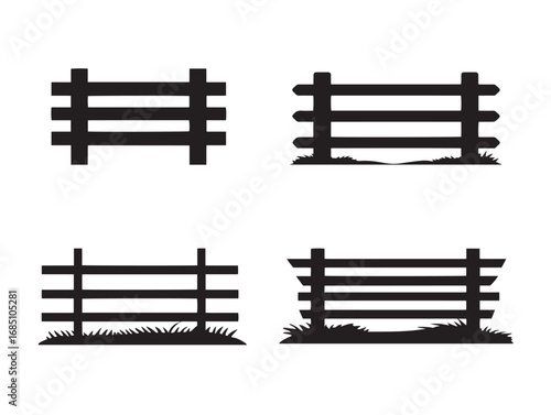Minimal Fence Icon Collection in Clean Silhouette Vector Format