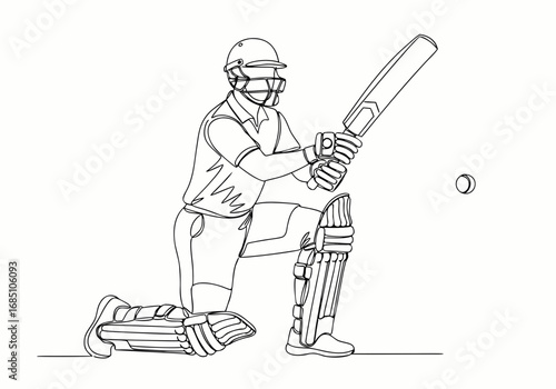 Cricketer preparing to hit ball with bat in action pose  
