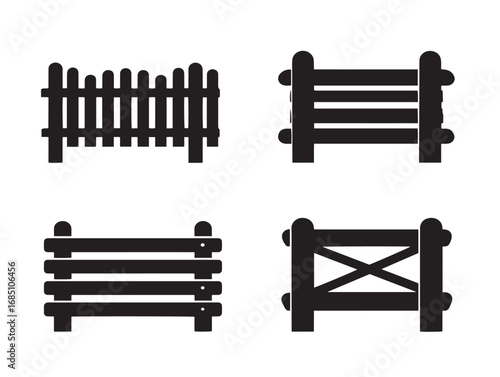 Farm Fence Outline Symbol in Smooth Silhouette Vector Illustration