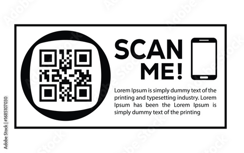 QR code scan icon set. Scan me frame. QR code scan for smartphone. QR code for mobile app, payment and identification. Vector illustration.