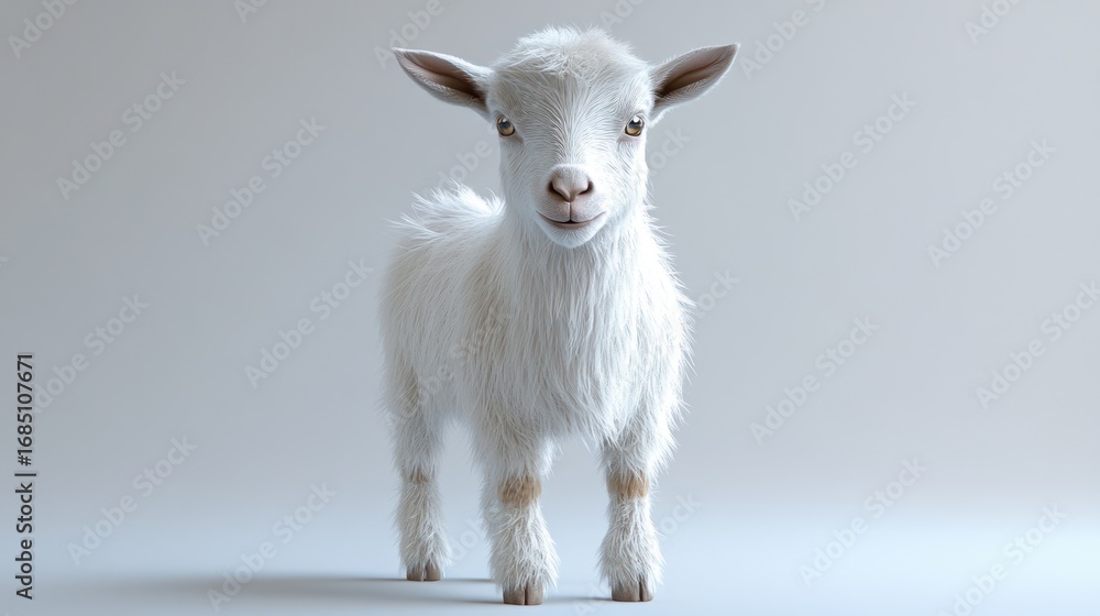 Fototapeta premium White baby goat studio portrait, possible use for children's book illustration