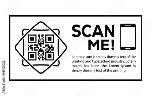 QR code scan icon set. Scan me frame. QR code scan for smartphone. QR code for mobile app, payment and identification. Vector illustration.
