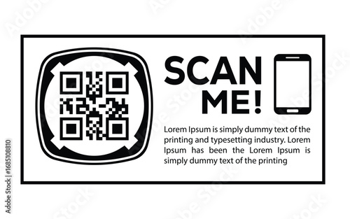 Scan QR code icon. Digital scanning qr code. QR code scan for smartphone. Scan Here text on top of the qr code