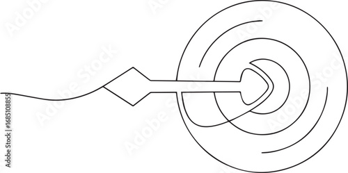 Target and arrow vector one line drawing illustration