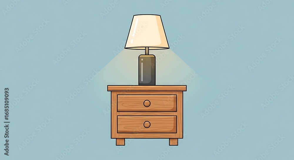Create a cozy, modern vibe with this stylish bedside table and lamp illustration perfect for home decor designs and lifestyle graphics for your next project Create a cozy, modern vibe with this stylish bedside table and lamp illustration perfect for home decor designs and lifestyle graphics for your next project