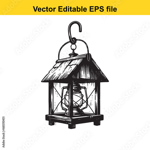 Vintage kerosene lantern isolated on white background